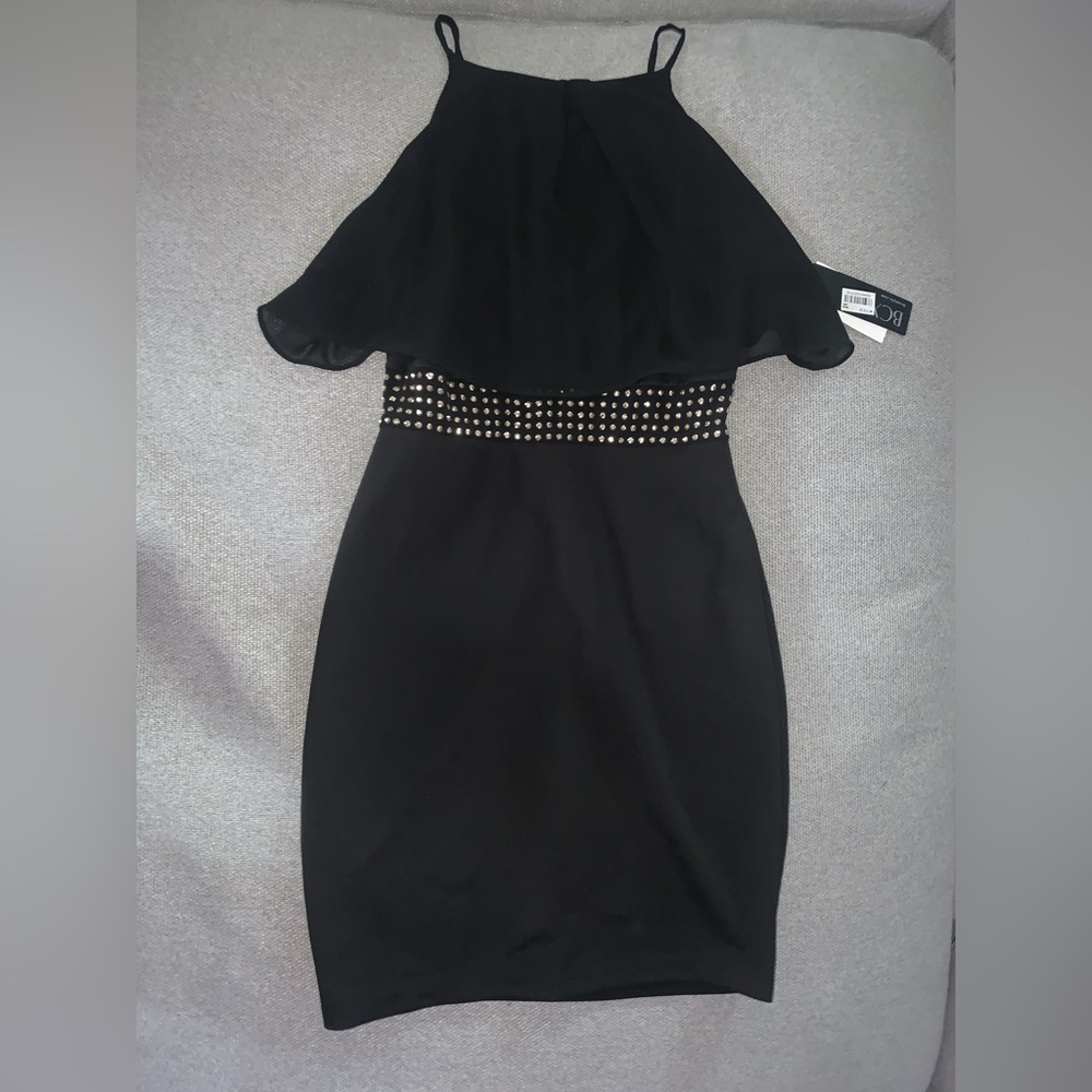 Tight black mini dress